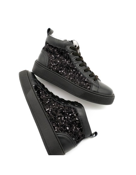 Sneaker alta NeroGiardini Teens Paillettes
