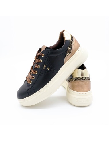 Sneaker Nerogiardini lacci animalier