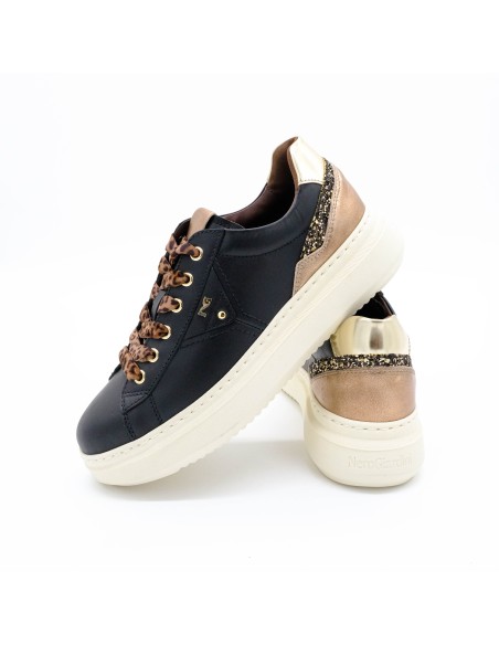 Sneaker Nerogiardini lacci animalier