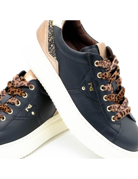 Sneaker Nerogiardini lacci animalier